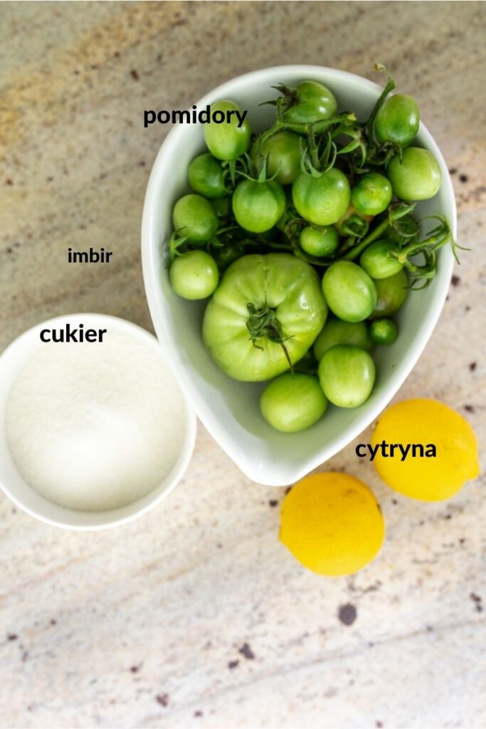 składniki na dżem z zielonych pomidorów